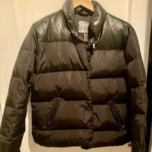 Woman’s Coach Leather Trimmed Down Puffer Black